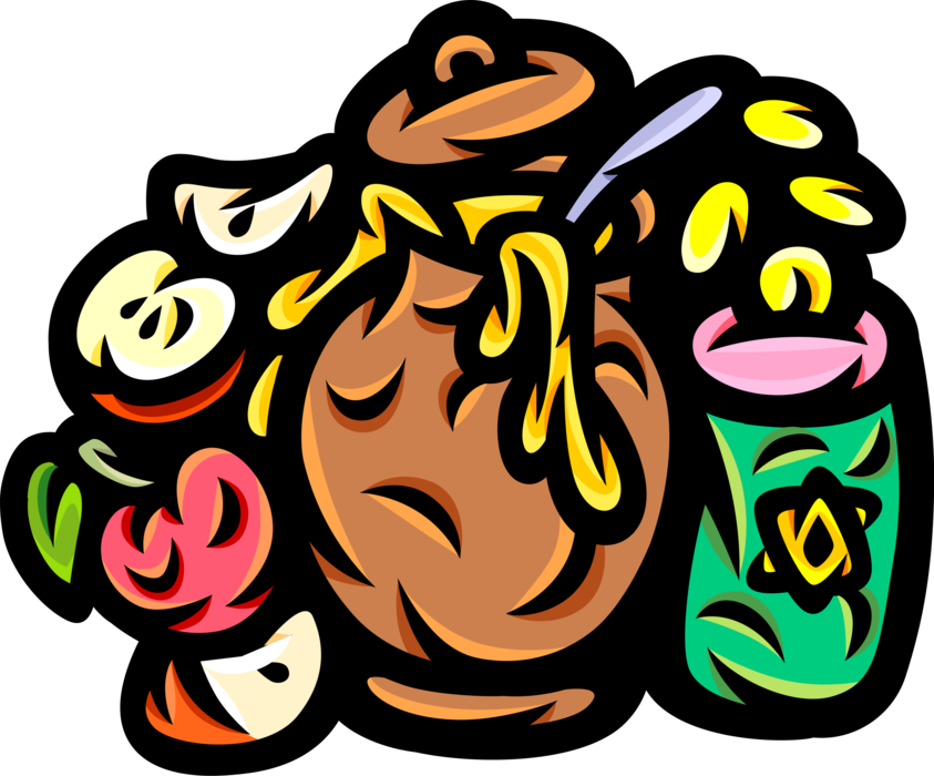 Vector Illustration Of Hebrew Jewish Rosh Hashanah (843x700), Png Download