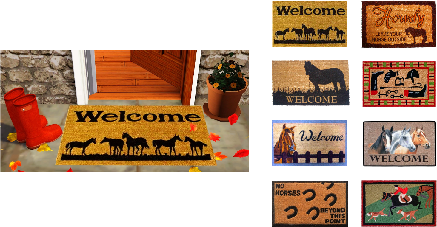 Small Equestrian Door Mat Set - Sims 4 Cc Welcome Mat (1600x900), Png Download