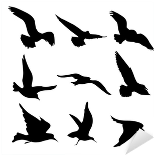 Flying Birds Silhouettes Illustration Sticker • Pixers® - Sagome Uccelli In Volo (400x400), Png Download