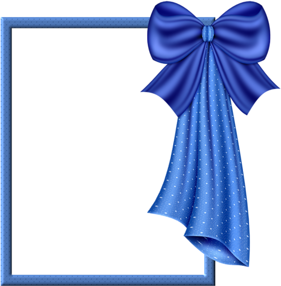 Blue Transparent Frame With Big Blue Bow - Beautiful Blue Borders And Frames (583x600), Png Download