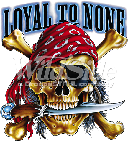 Loyal To None Pirate Youth Stock Transfer - Velocitee Mens Loyal To None Pirate T Shirt Skull Caribbean (525x525), Png Download