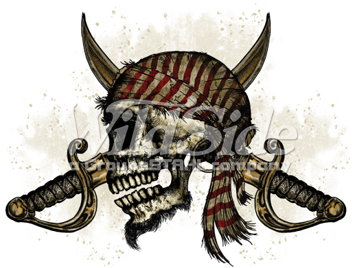 Pirate Skull With Bandana (517x391), Png Download