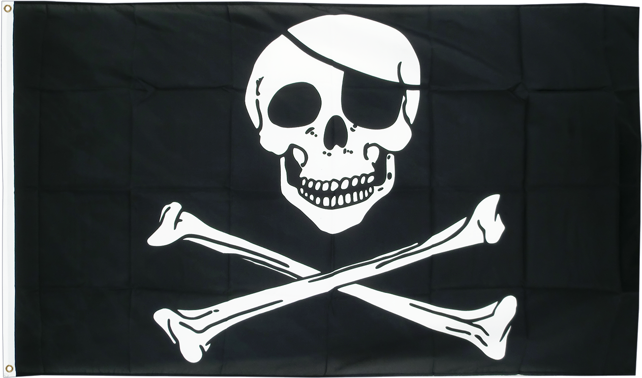 Pirate Skull And Bones - Skull And Crossbones With Eye Patch (1500x1000), Png Download