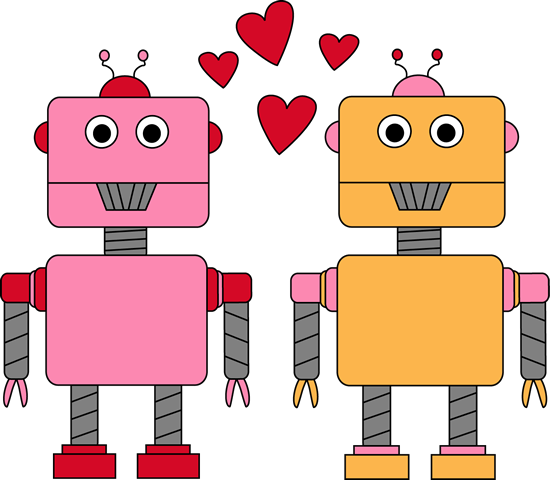 Robot Love Valentine Clip Art - Valentine Clip Art For Kids (550x480), Png Download