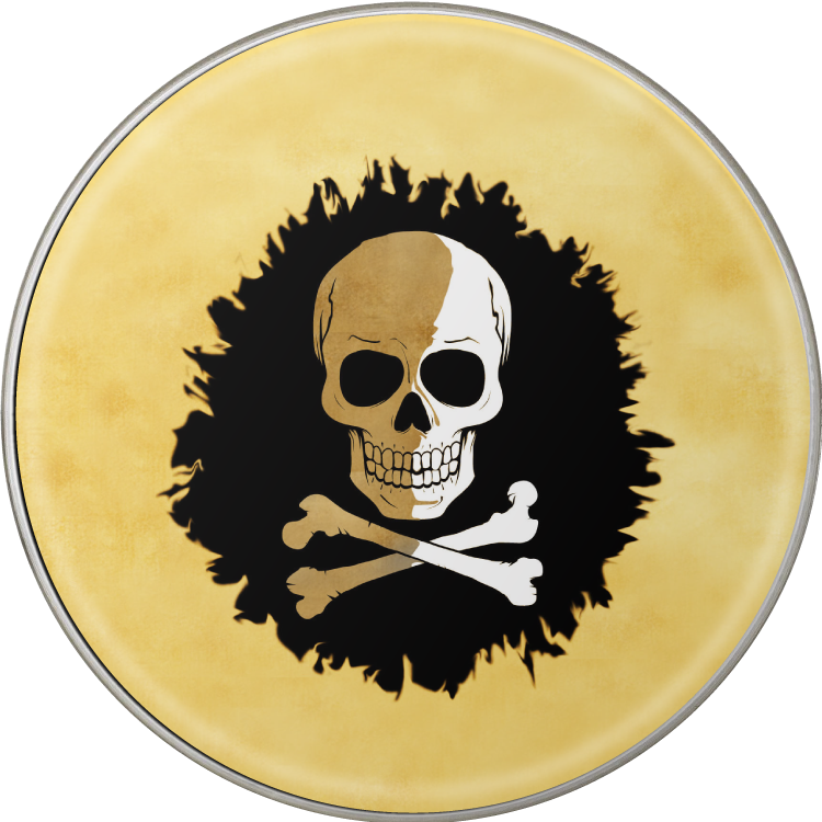 Ull & Crossbones Pirate Map Bass Drum Head Decal - Tete De Mort Png (750x750), Png Download
