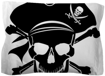 Pirate Skull Captain With Hat And Cross Bones Pillow - Pirate Skull And Crossbones Clipart (400x400), Png Download