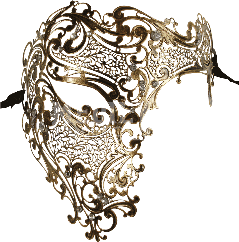 Men Womens Half Skull Phantom Venetian Filigree Metal (850x850), Png Download