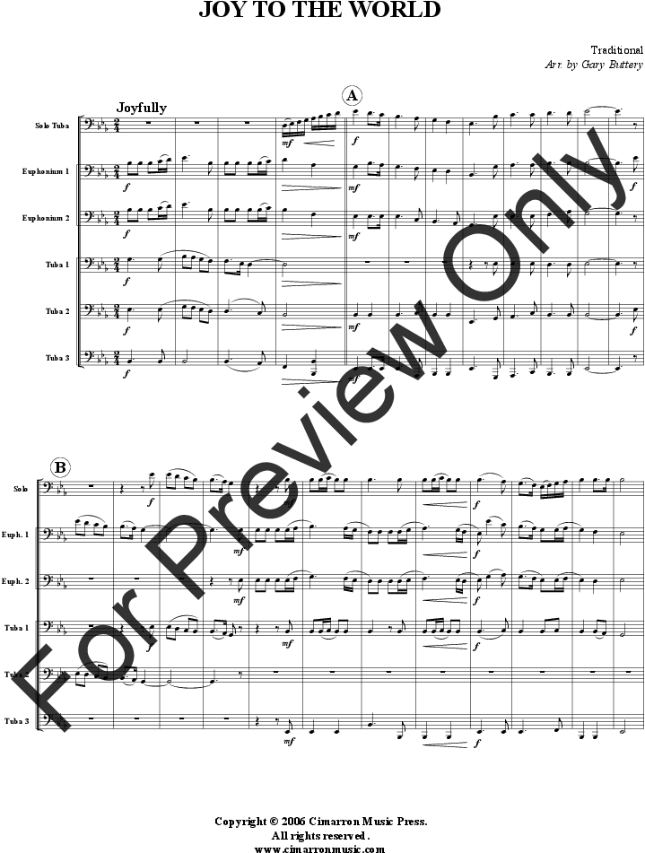 Joy To The World-low Brass Quartet Thumbnail - Document (816x1056), Png Download