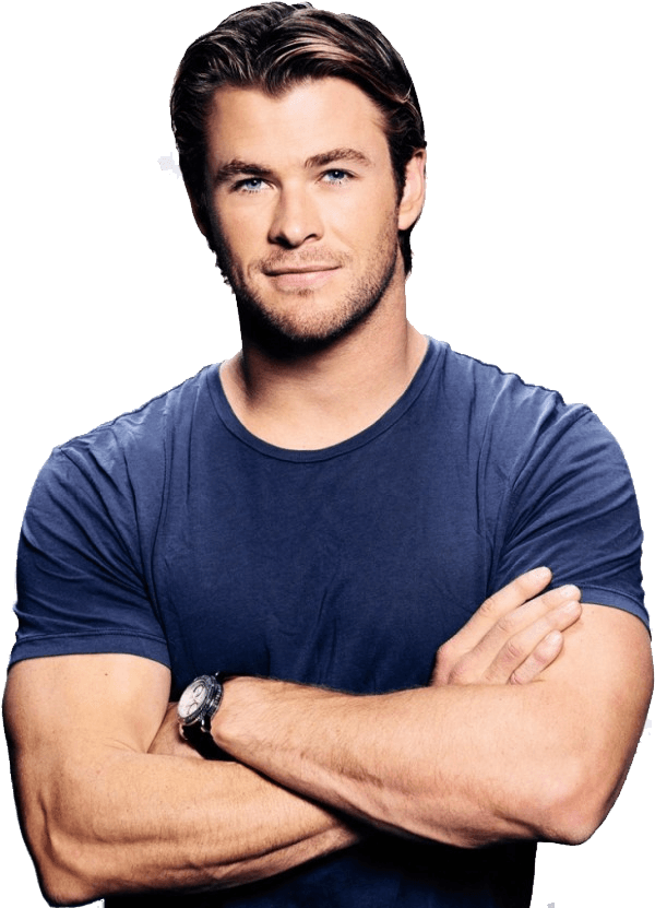 Chris Hemsworth Blue Tshirt - Chris Hemsworth Png (636x839), Png Download