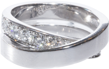 Cartier Crossover Diamond Ring, 18k White Gold - Cross Over Diamond Ring (400x400), Png Download