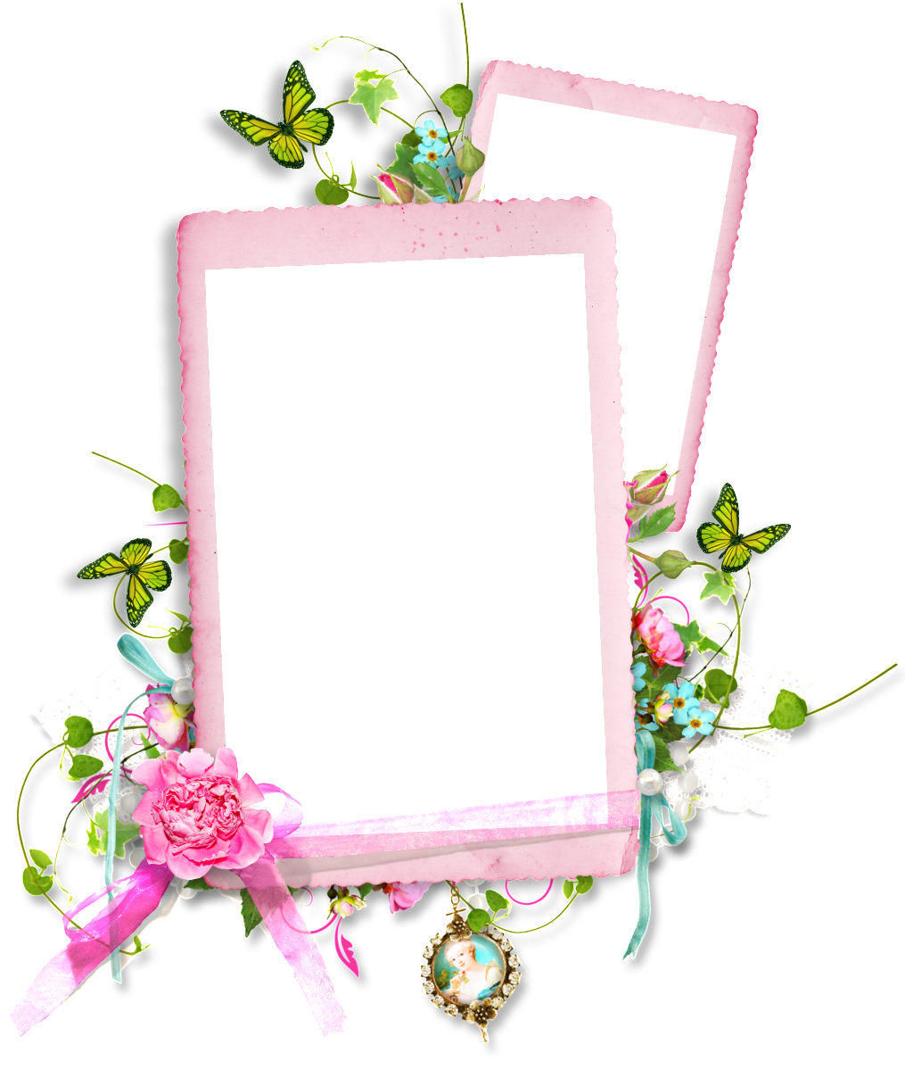 Pink Flowers Leaves Border Png - 2014 (1024x1261), Png Download