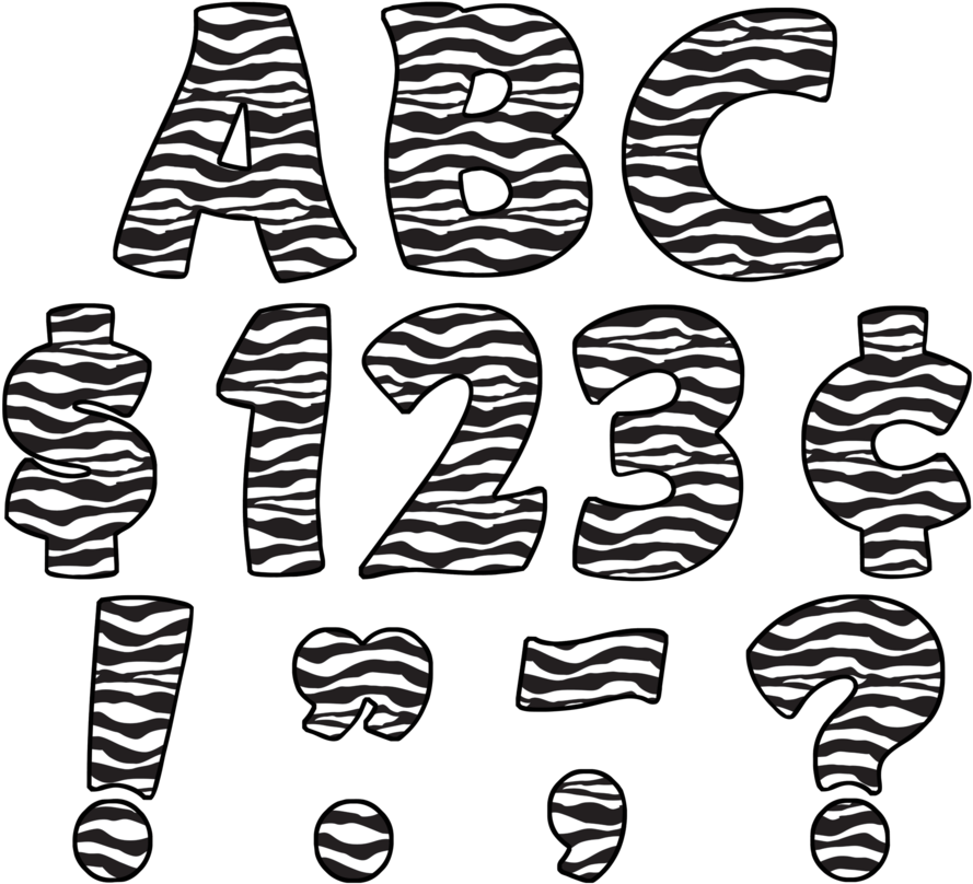 Tcr5375 Zebra Print Funtastic 4" Letters Uppercase - Letras De Animal Print (900x900), Png Download