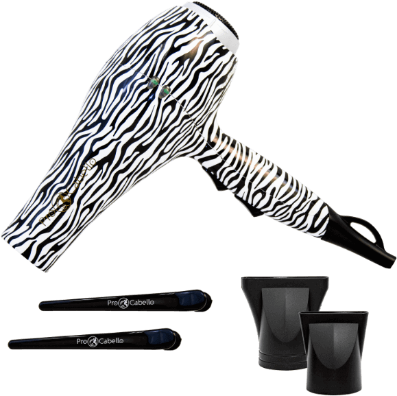 Procabello Hair Dryer Zebra Print - Procabello Professional Hair Blow Dryer (white) (600x600), Png Download