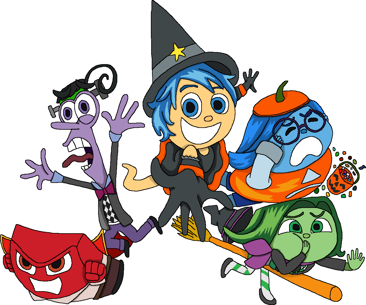 Inside Out Images Inside Out Emotions In Halloween - Pixar Halloween (1242x1037), Png Download