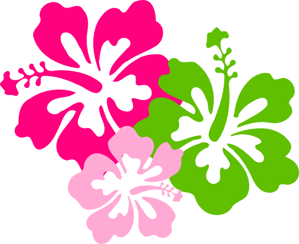 Hibiscus Pink Green Clip Art At Clker - Pink And Green Flower (600x490), Png Download