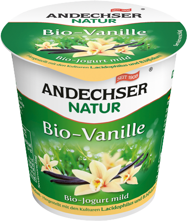 Andechser Natur Bio Joghurt Vanille 3,7% 150g (377x457), Png Download