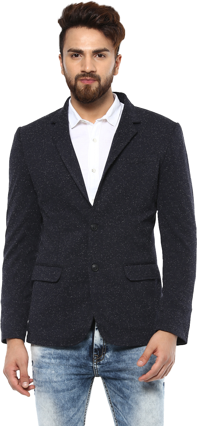 Buy Casual Navy Blazer With Naps Online - Mens Blue Casual Blazer (1500x1500), Png Download