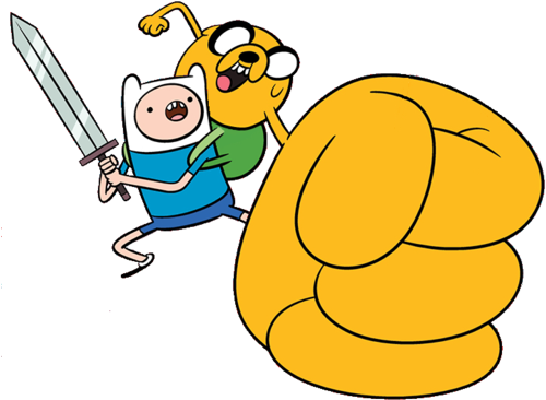 Gunther Finn And Jake Png Download - Adventure Time Finn Holding Sword (500x374), Png Download