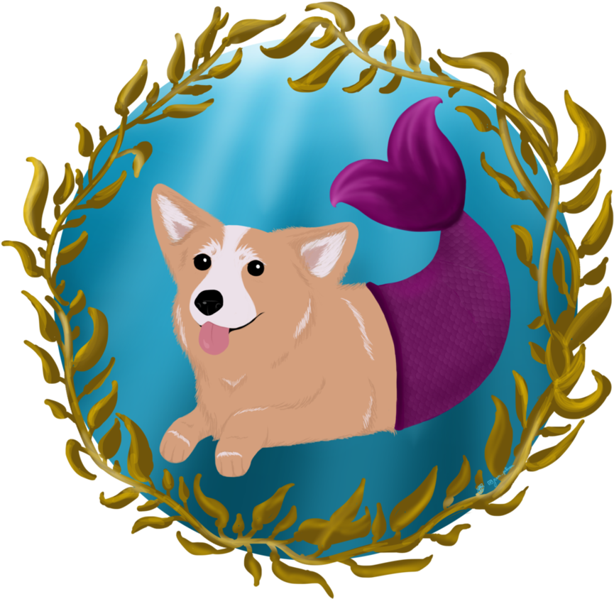 Clipart Free Download Corgi Clipart Wallpaper - Dog Mermaid Cartoon (894x894), Png Download