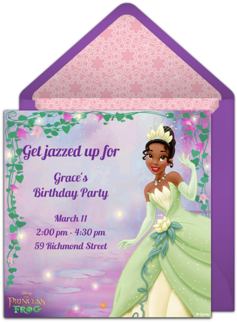 Princess And The Frog Online Invitation - Postcard Thank You Tiana-enchanted (650x650), Png Download