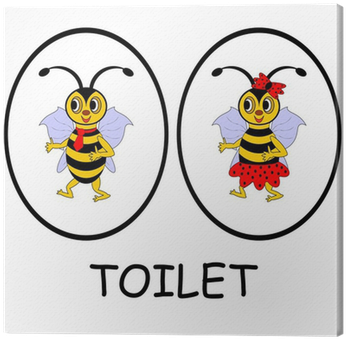 Funny Cartoon Bees Canvas Print • Pixers® • We Live - Toilet (400x400), Png Download