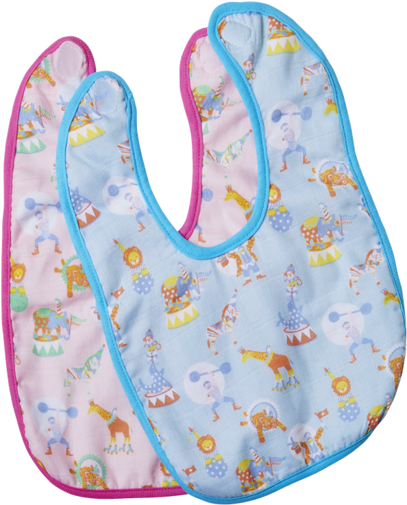 Baby Bib Circus Print Rice Dk - Rice Babylätzchen - Hellblau Mit Print (1024x1024), Png Download