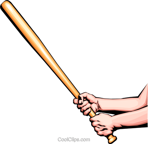 Hand With Baseball Bat Royalty Free Vector Clip Art - Hands Holding Baseball Bat (480x467), Png Download