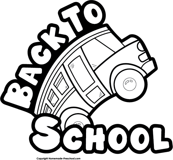 Free Back To School Clipart Jpg Library Library - Back To School Clipart Black And White (577x536), Png Download