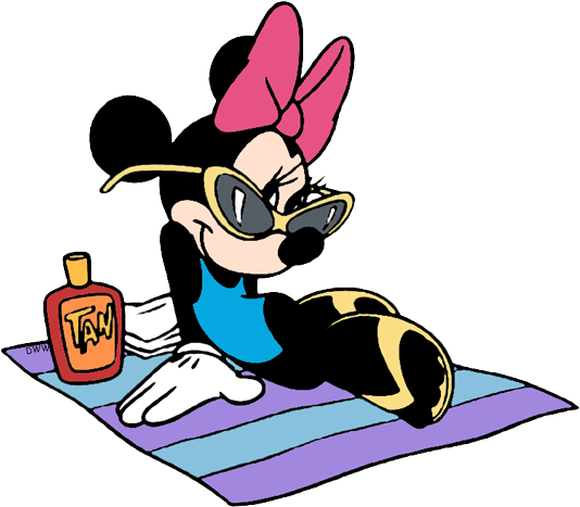 Beach Clipart Mickey Mouse - Minnie Mouse Beach (550x477), Png Download