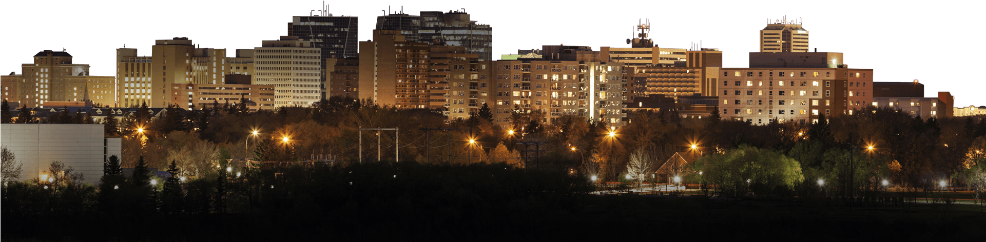 Regina - Regina Downtown Night Time (1920x526), Png Download