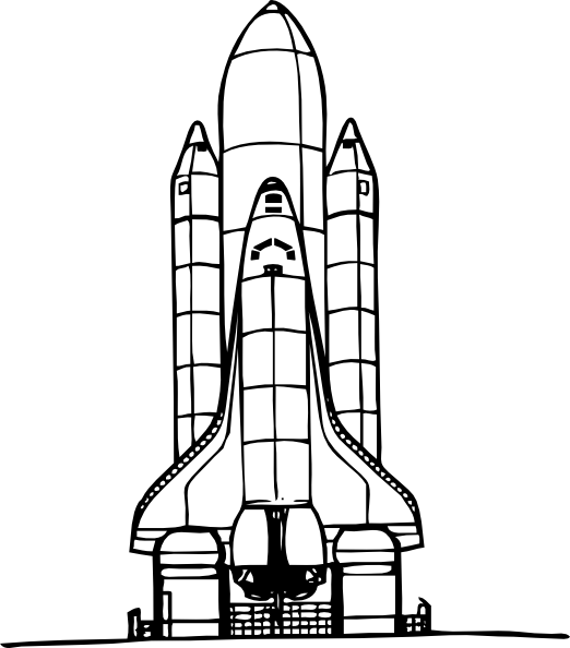 Ufo Clipart Space Shuttle - Space Shuttle Black And White (522x594), Png Download