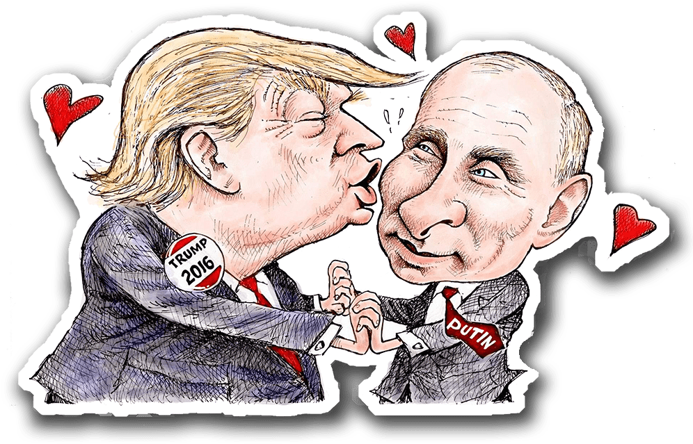 Trump Putin Love Affair - Trump Putin Political Cartoon (1000x1000), Png Download