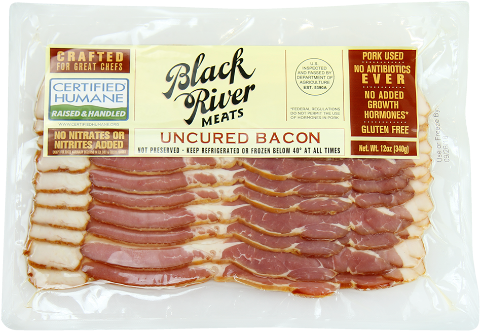 Brm Bacon Retail Shingled - Black River Meats Bacon (1080x784), Png Download