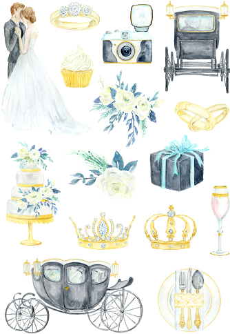 Retro Wedding Images In Watecorlors - Wedding (350x497), Png Download