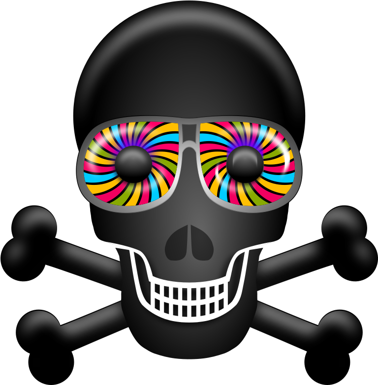 Skull And Crossbone Clipart - Psychedelic Clipart (785x800), Png Download