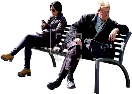 Just Two People Sitting - People Sitting On Bench Png (450x450), Png Download