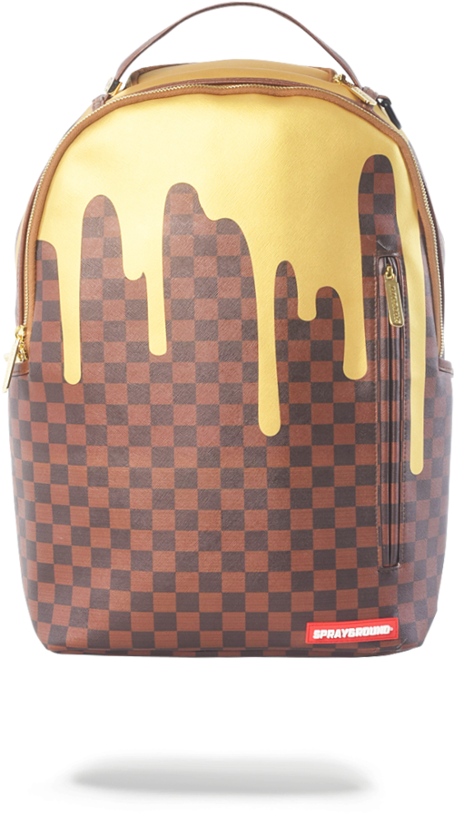 Sprayground Gold Checker Drips Backpack - Sprayground Backpacks Louis Vuitton (802x1023), Png Download