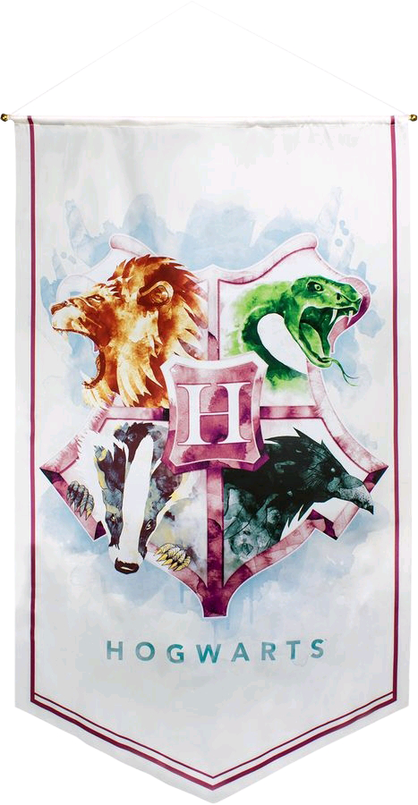 Hogwarts Watercolour Satin Banner - Watercolour Harry Potter (467x900), Png Download