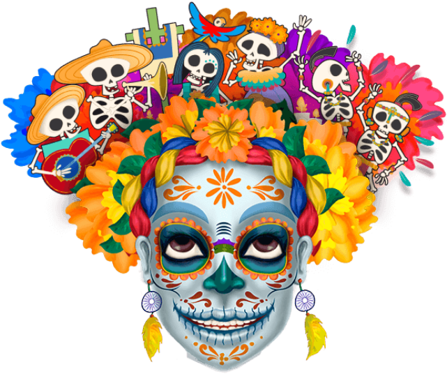 Enjoy Mexico - Dia De Los Muertos Clipart (640x559), Png Download