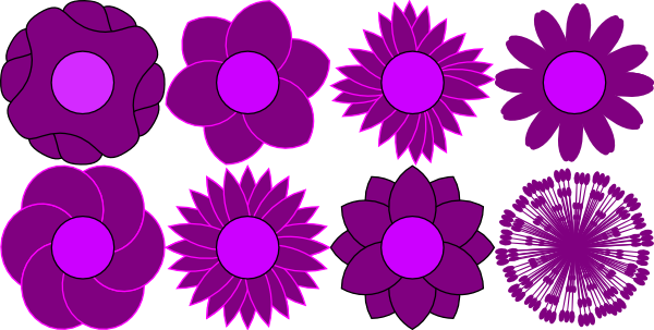 Flower Shapes Svg Clip Arts 600 X 303 Px (600x303), Png Download