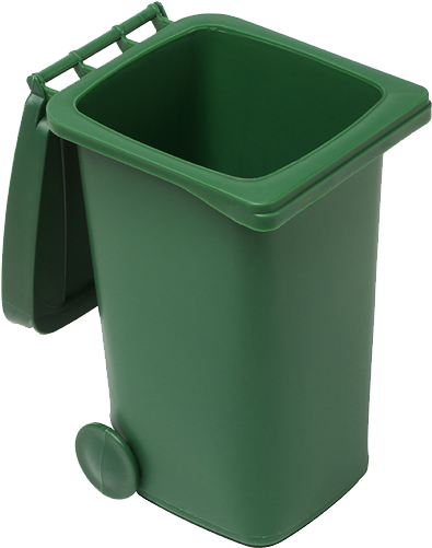 Plastic Desk Trash Bin - Green Trash Can Open Png (600x600), Png Download