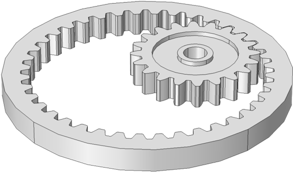 A Model Of Internal Spur Gears - Internal And External Gears (597x358), Png Download