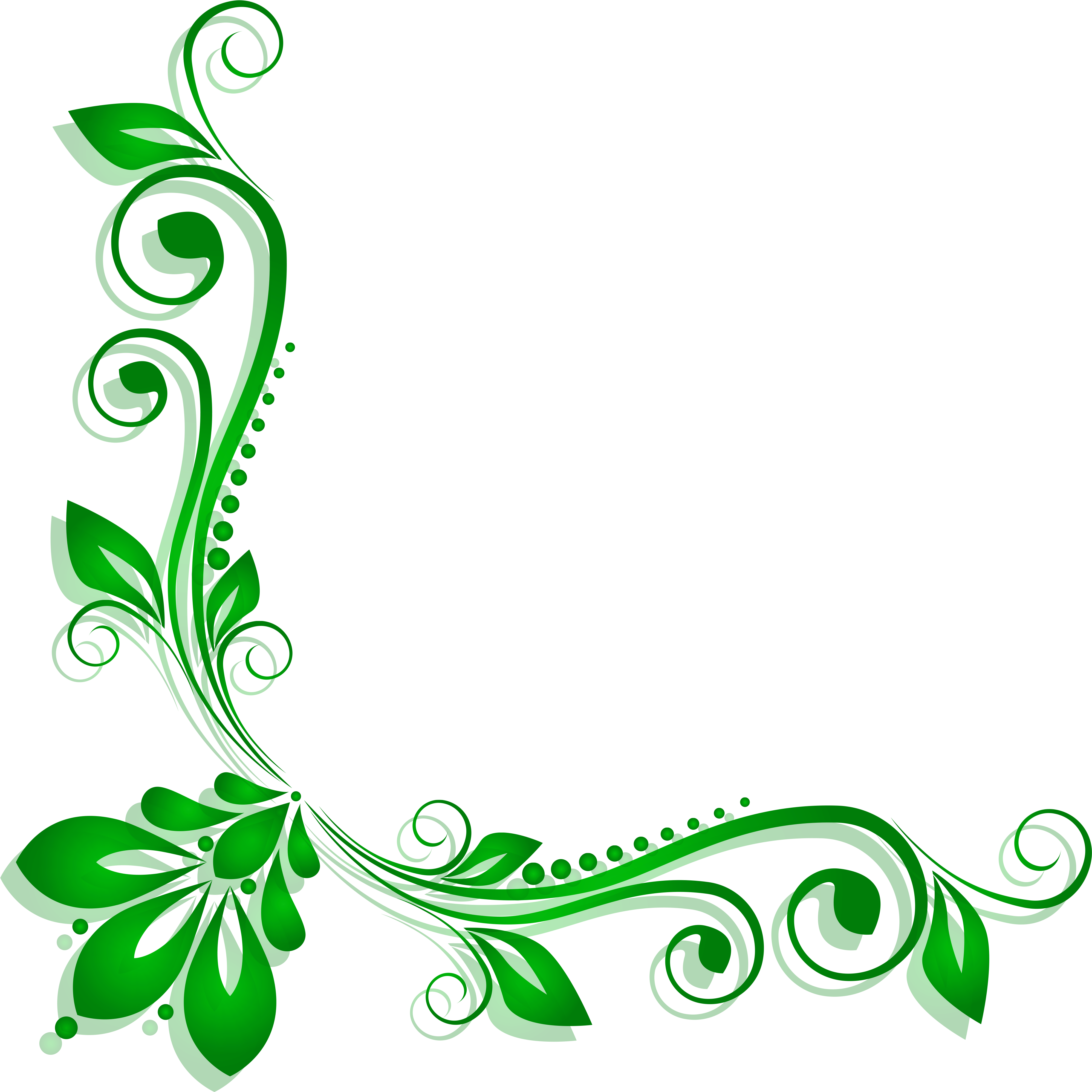 Clipart Leaf File - Green Flower Border Png (4212x4145), Png Download