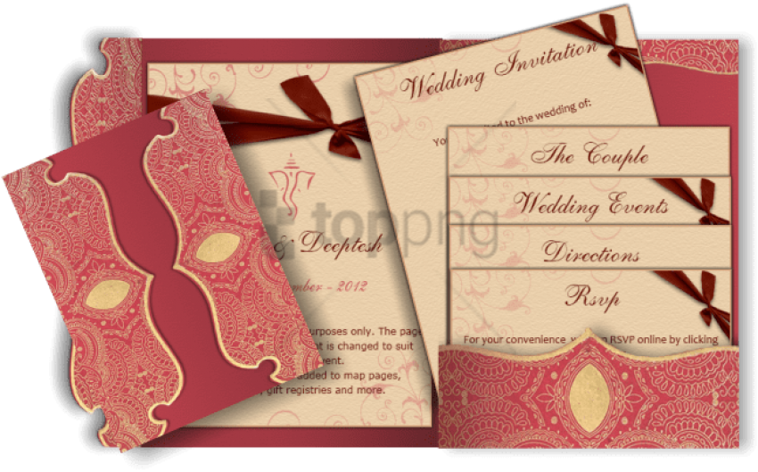 Suitable For Hindu, Muslim, Sikh & Other Religious - Indian Wedding Invitation Peach (670x426), Png Download