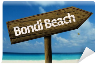 Bondi Beach Wooden Sign With A Beach On Background - Traffic Sign (400x400), Png Download