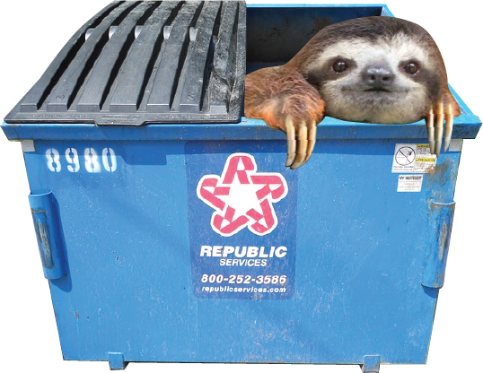 Dumpster Sloth - 1 Yard Dumpster Republic Services (538x416), Png Download