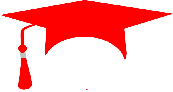 Red Graduation Cap Png - Red Grad Cap Clipart (600x322), Png Download