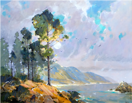 Pebble Beach Pines 36"x29" - Painting (640x360), Png Download