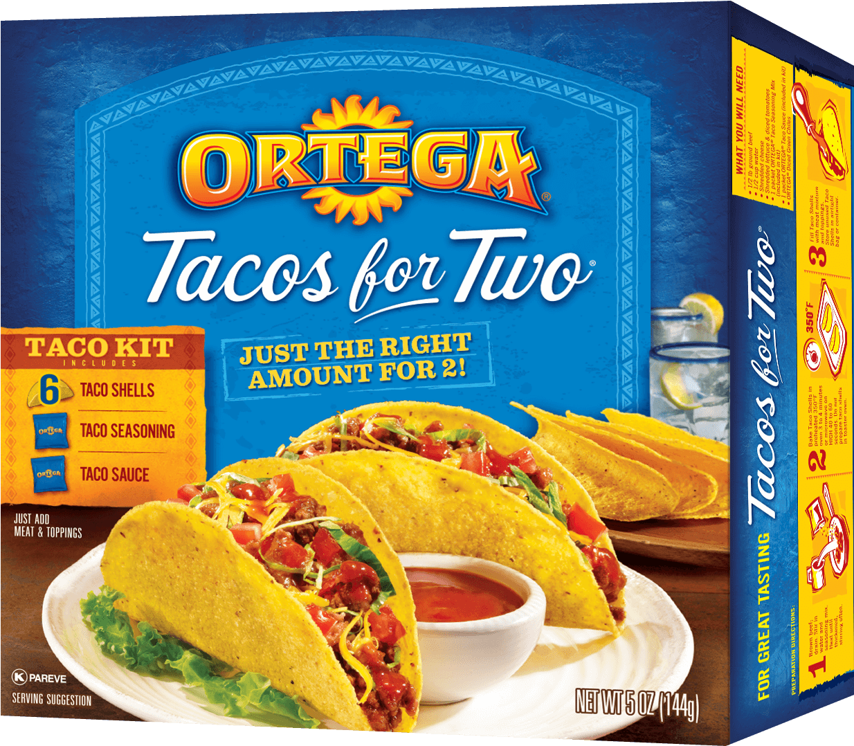 Tacos For Two - Ortega Tacos For Two Taco Kit - 5 Oz Box (1240x1240), Png Download