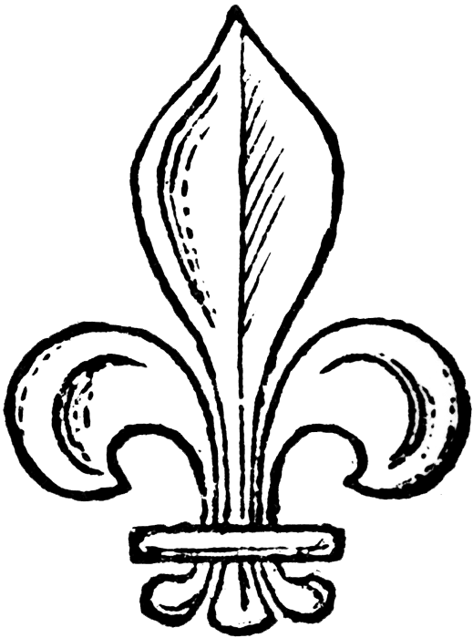 Vintage Digital Stamps** Clipart - Hand Drawn Fleur De Lis (519x700), Png Download